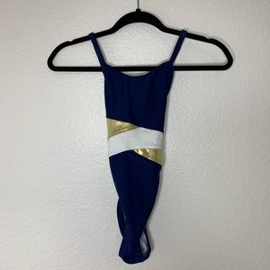 Navy One Piece Bathing Suit With Double Cross Back